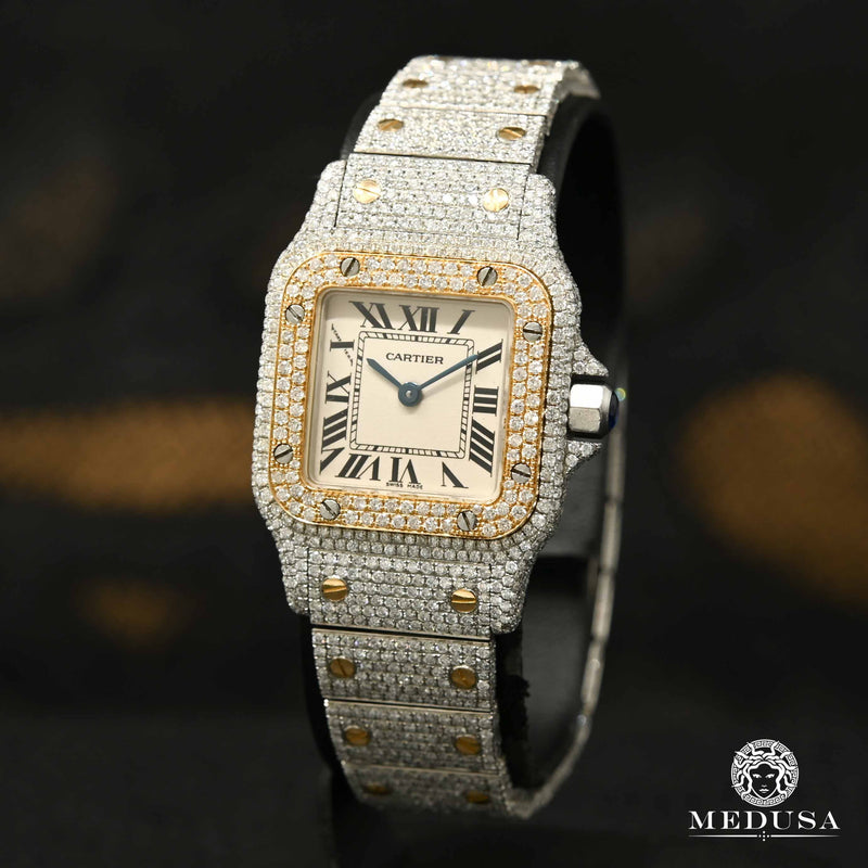 Montre Cartier | Montre Femme 24mm Cartier Santos Galbée - 2 Tone Iced Or 2 Tons