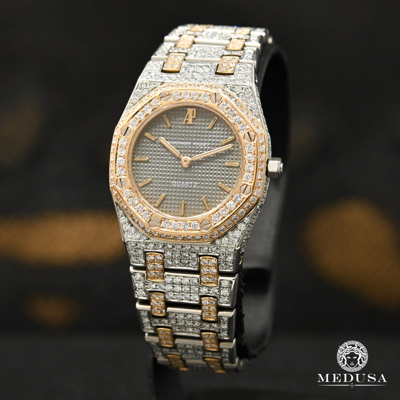 Montre Audemars Piguet | Montre Femme 26mm Audemars Piguet Royal Oak Lady - Full Diamond Or Rose 2 Tons