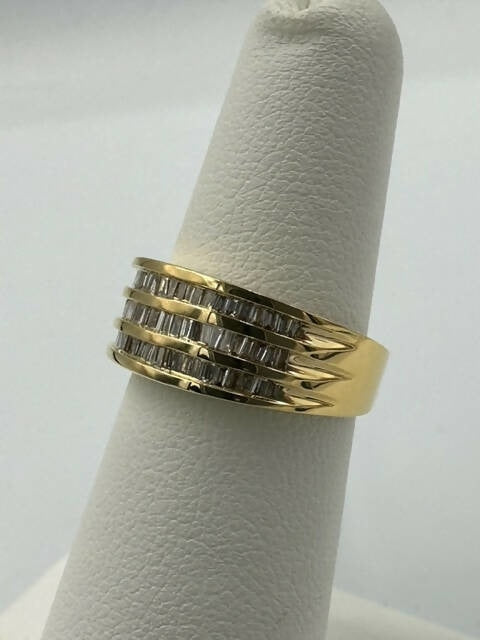 C.B.E. INC | RINGS 3 ROW BAGUETTE DIAMOND SEMI ETERNITY