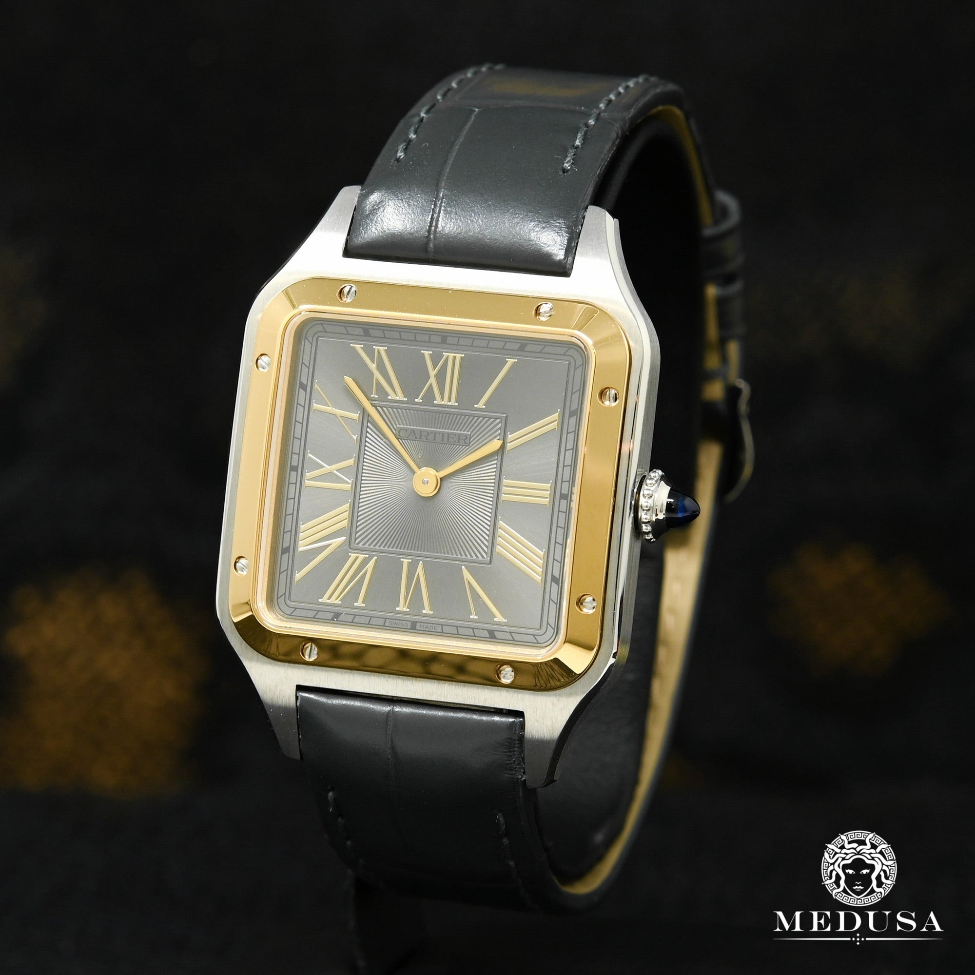 Montre Cartier | Montre Homme 32mm Cartier Santos-Dumont Large Or 2 Tons