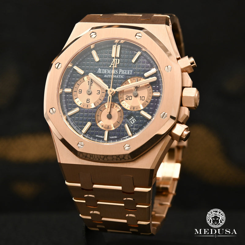 Montre Audemars Piguet | Montre Homme 41mm Audemars Piguet Royal Oak Chronograph Blue - 26320OR Or Rose