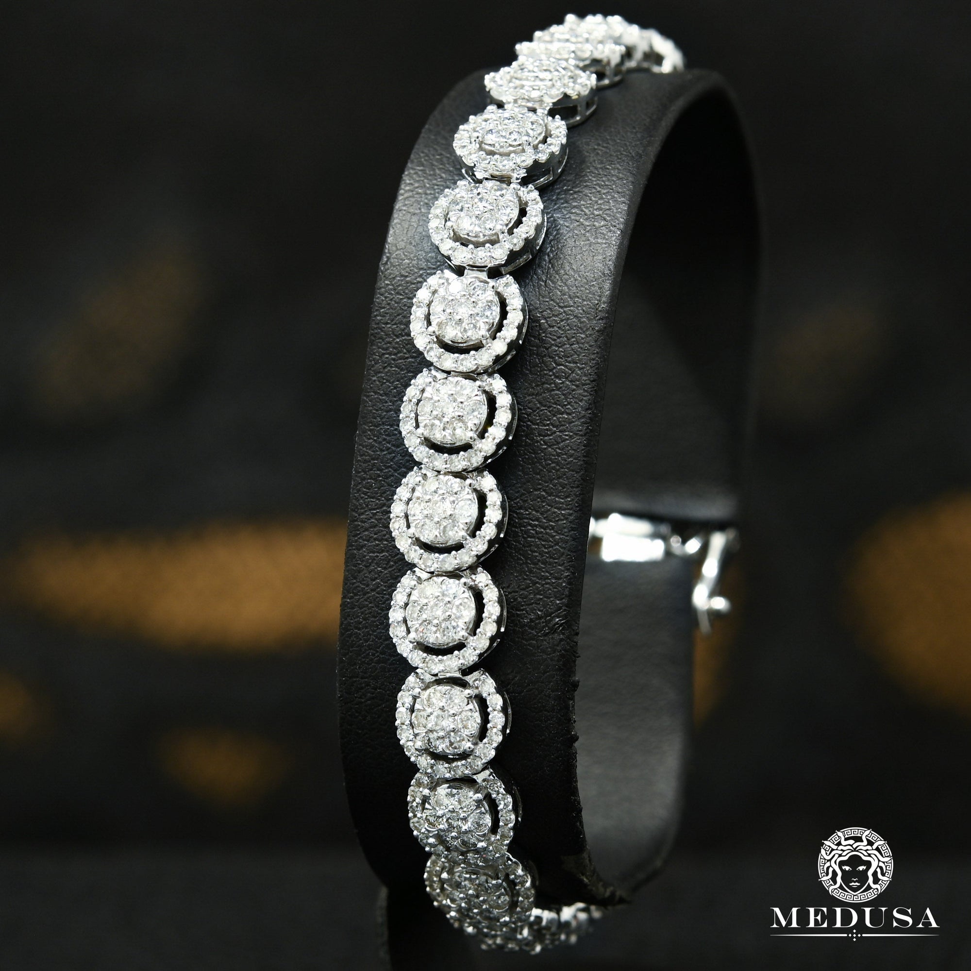 Bracelet à Diamants en Or 10K | Bracelet Homme 8mm Bracelet Tennis Round Or Blanc Or Blanc