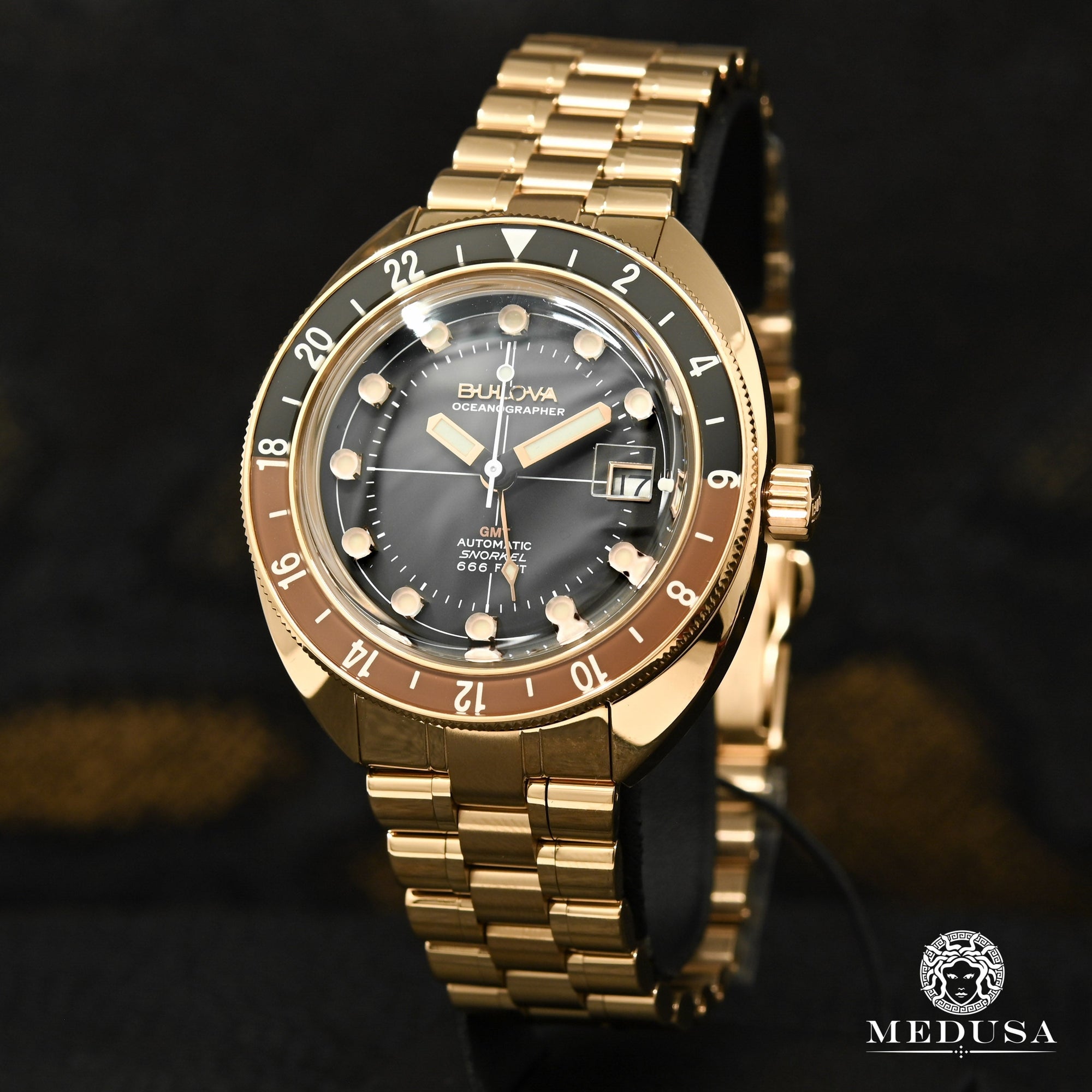 Montre Bulova | Montre Homme Bulova Oceanographer GMT Automatic - 97B215 Or Rose