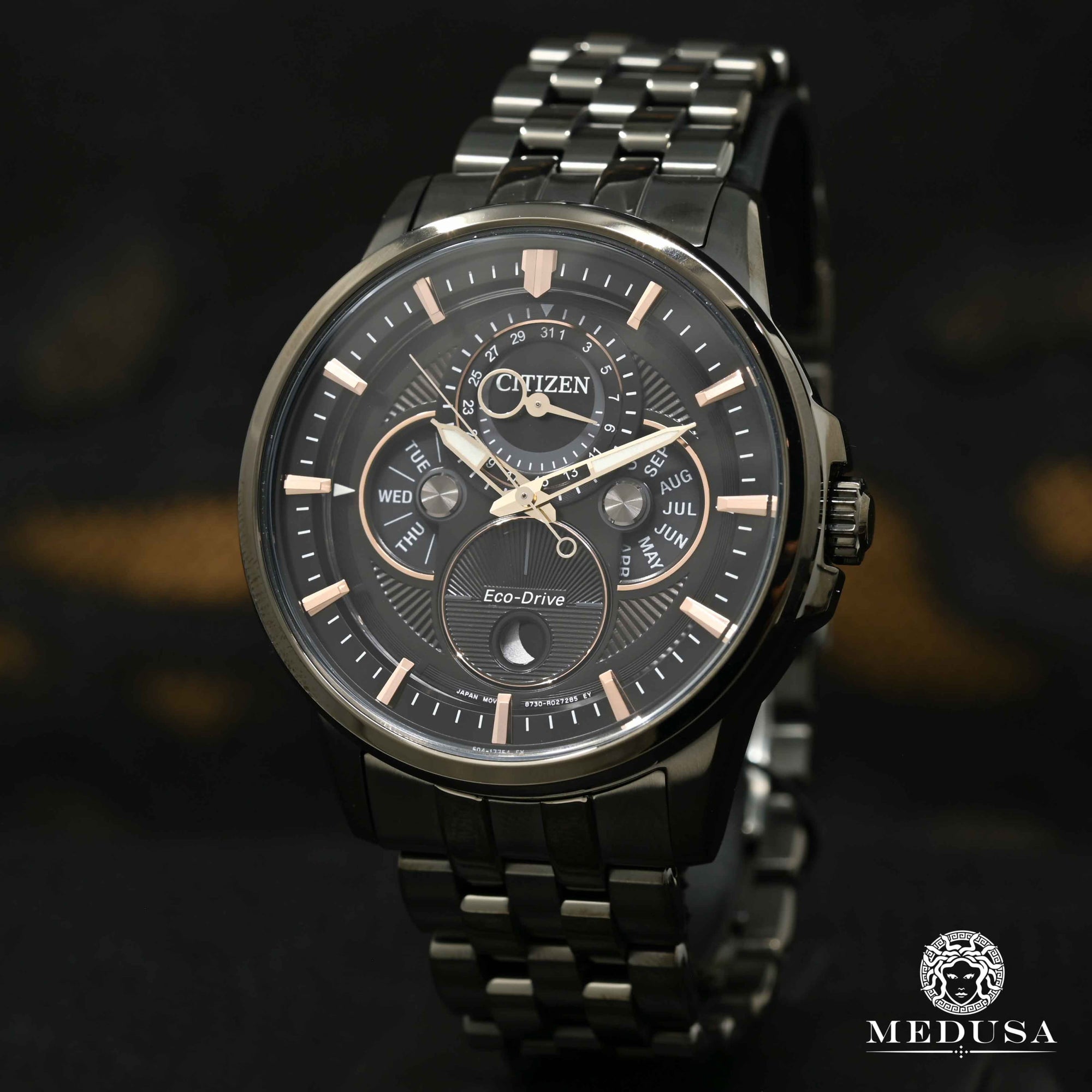 Montre Citizen | Montre Homme Citizen Calendrier Moonphase BU0057-54E Or Noir