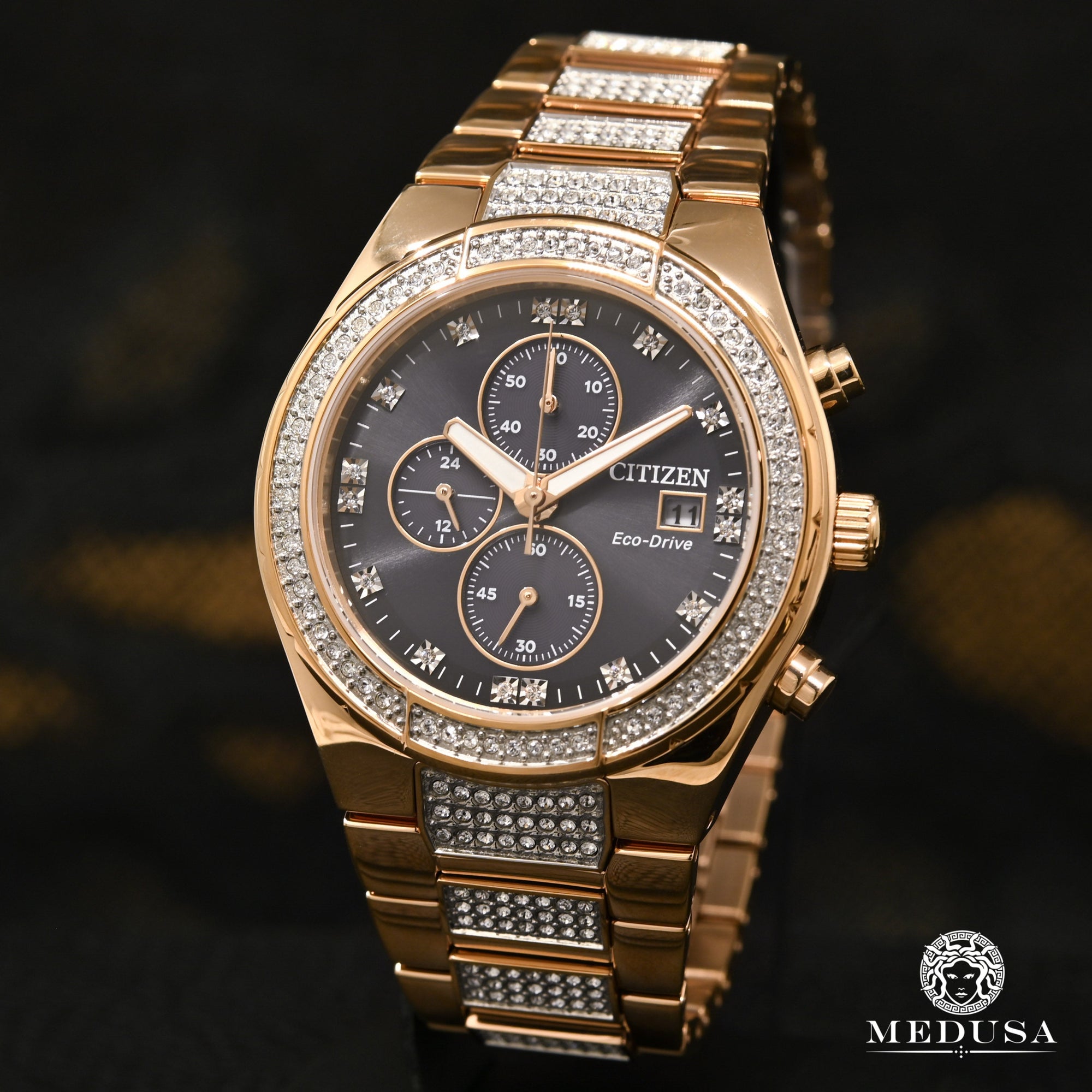 Montre Citizen | Montre Homme Citizen Crystal Chrono CA0753-55E Or Rose