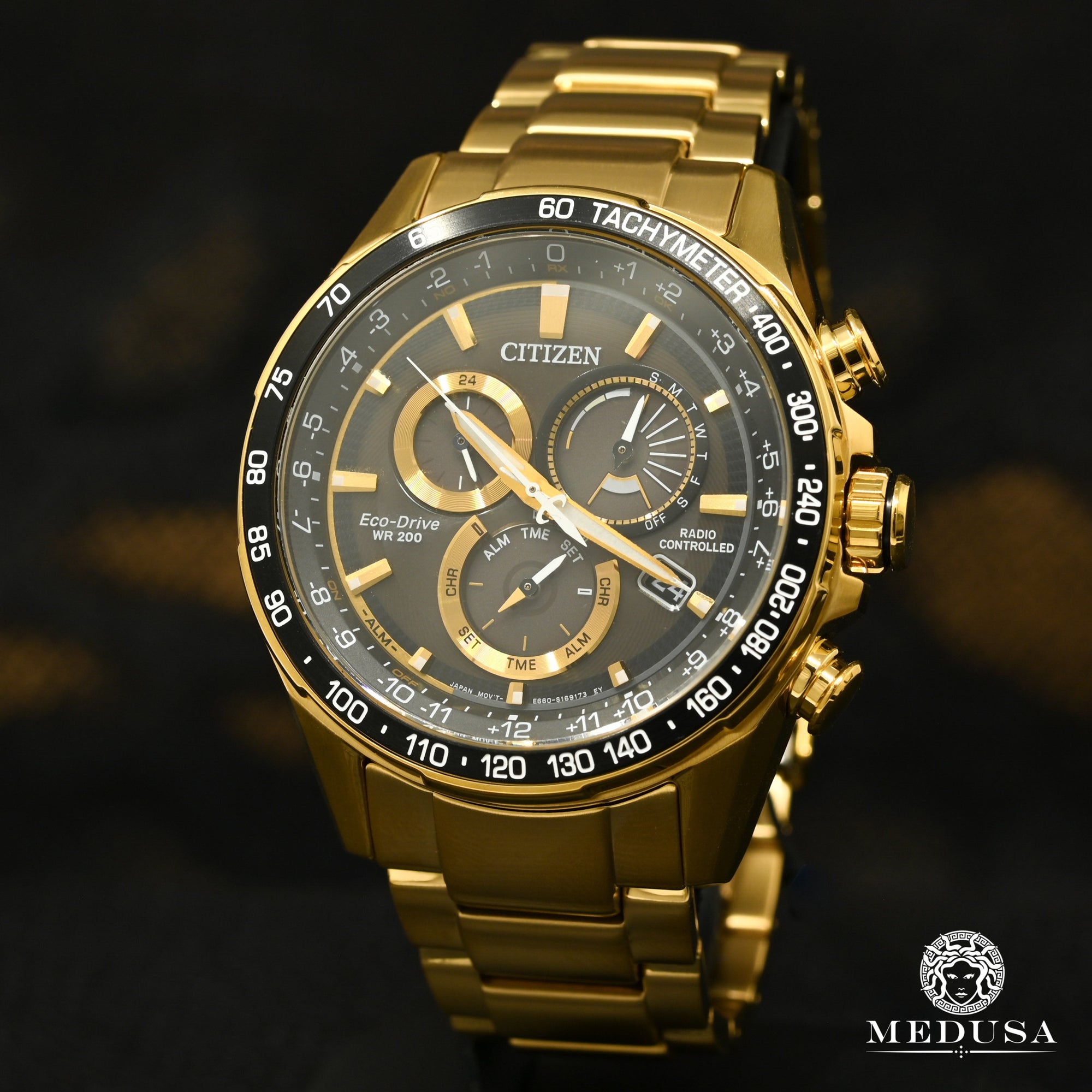 Montre Citizen | Montre Homme Citizen Perpetual Chrono A-T CB5912-50E Or Jaune