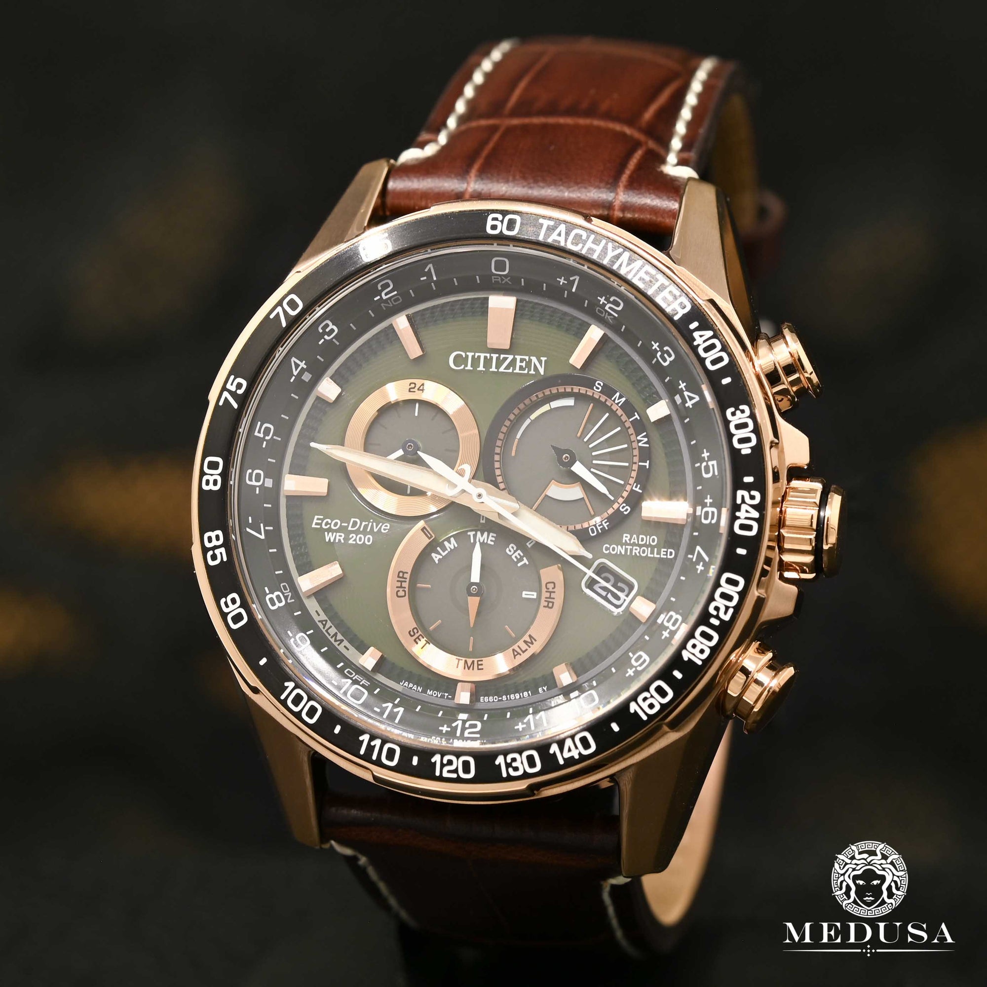 Montre Citizen | Montre Homme Citizen Perpetual Chrono A-T CB5919-00X Or Rose