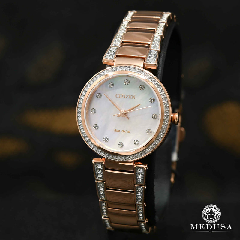 Montre Citizen | Montre Femme Citizen Silhouette Crystal EM0843-51D Or Rose