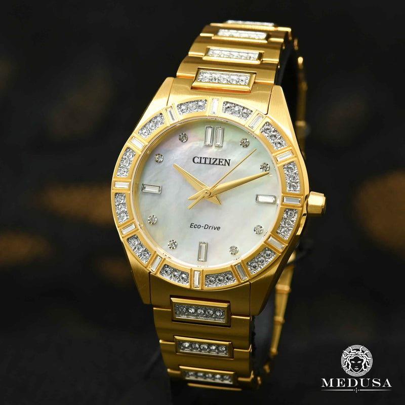 Montre Citizen | Montre Femme Citizen Silhouette Crystal EM1022-51D Or Jaune