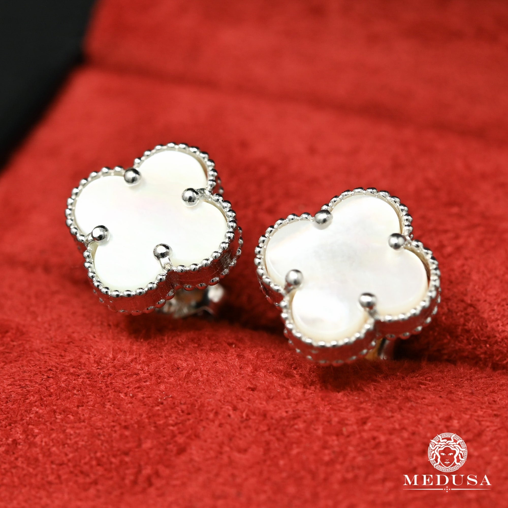 Studs en Or 10K | Boucles d’Oreilles Clover F9 Or Blanc