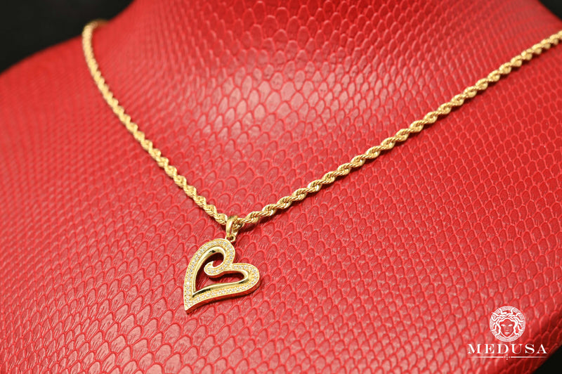 Collier en Or 10K | Collier Femme Girly F41 - Heart Or Jaune