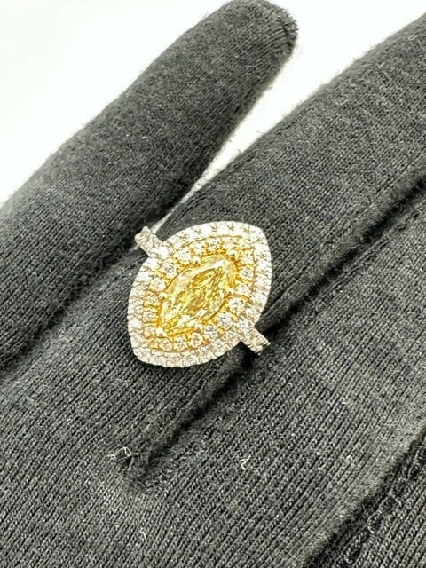 C.B.E. INC | RINGS MARQUISE YELLOW DIAMOND DOUBLE HALO RING