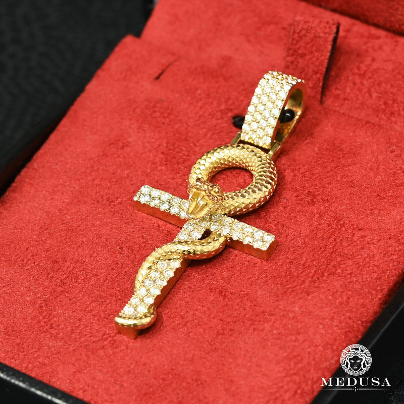 Pendentif à Diamants en Or 10K | Pendentif Croix Snake D1 - Diamant Or Jaune