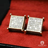 Studs Diamants en Or 10K | Boucles d’Oreilles Studs Square D1 - Diamant Princess Cut 13MM / Or Jaune