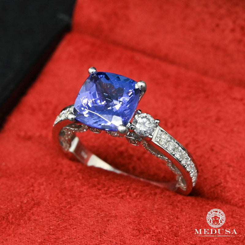 Bague à Diamants en Or 14K | Bague Femme Tanzanite D1 - Diamant Or Blanc