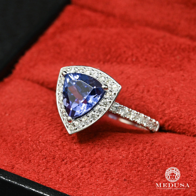 Bague à Diamants en Or 14K | Bague Femme Tanzanite D10 - Diamant Or Blanc