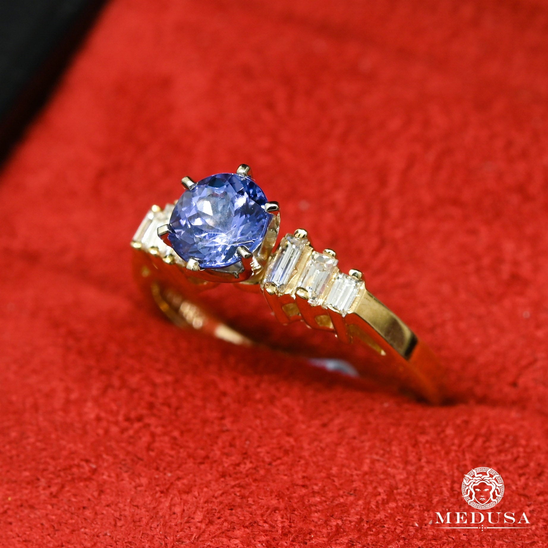 Bague à Diamants en Or 14K | Bague Femme Tanzanite D5 - Diamant Or Jaune