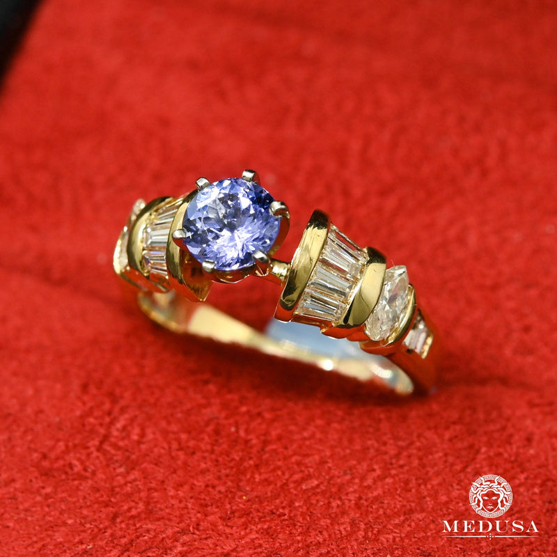 Bague à Diamants en Or 14K | Bague Femme Tanzanite D6 - Diamant Or Jaune