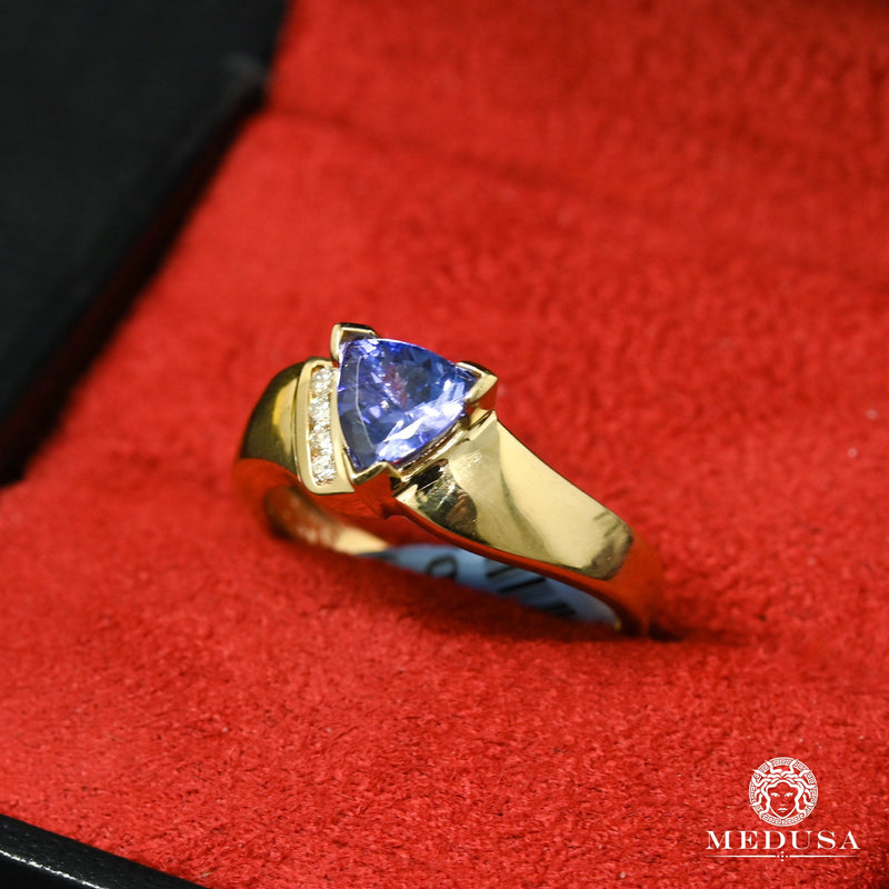 Bague à Diamants en Or 14K | Bague Femme Tanzanite D8 - Diamant Or Jaune