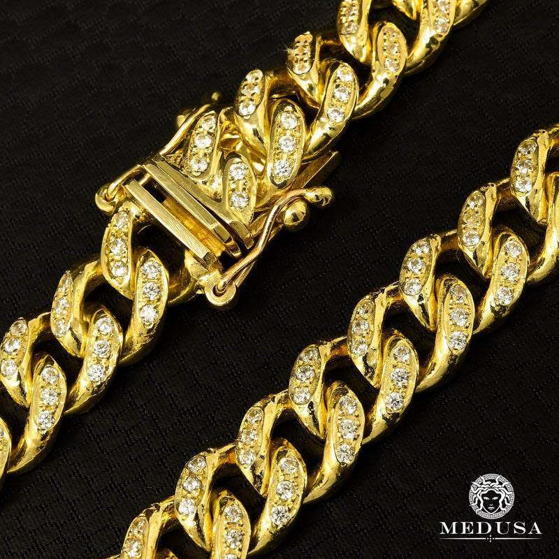 Bracelet en Or 10K | Bracelet Homme 11mm Bracelet Cuban Link