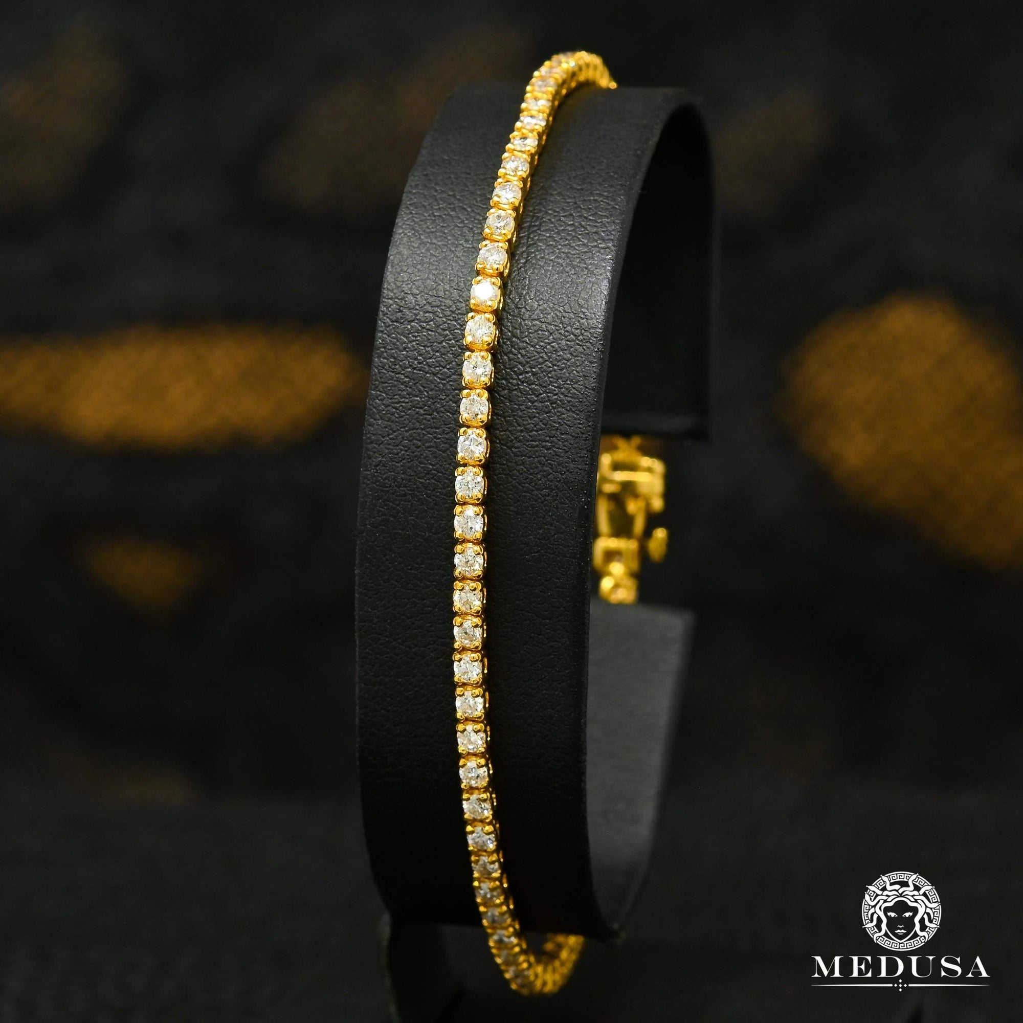 Bracelet à Diamants en Or 14K | Bracelet Homme 2.5mm Tennis - Diamant Or Jaune