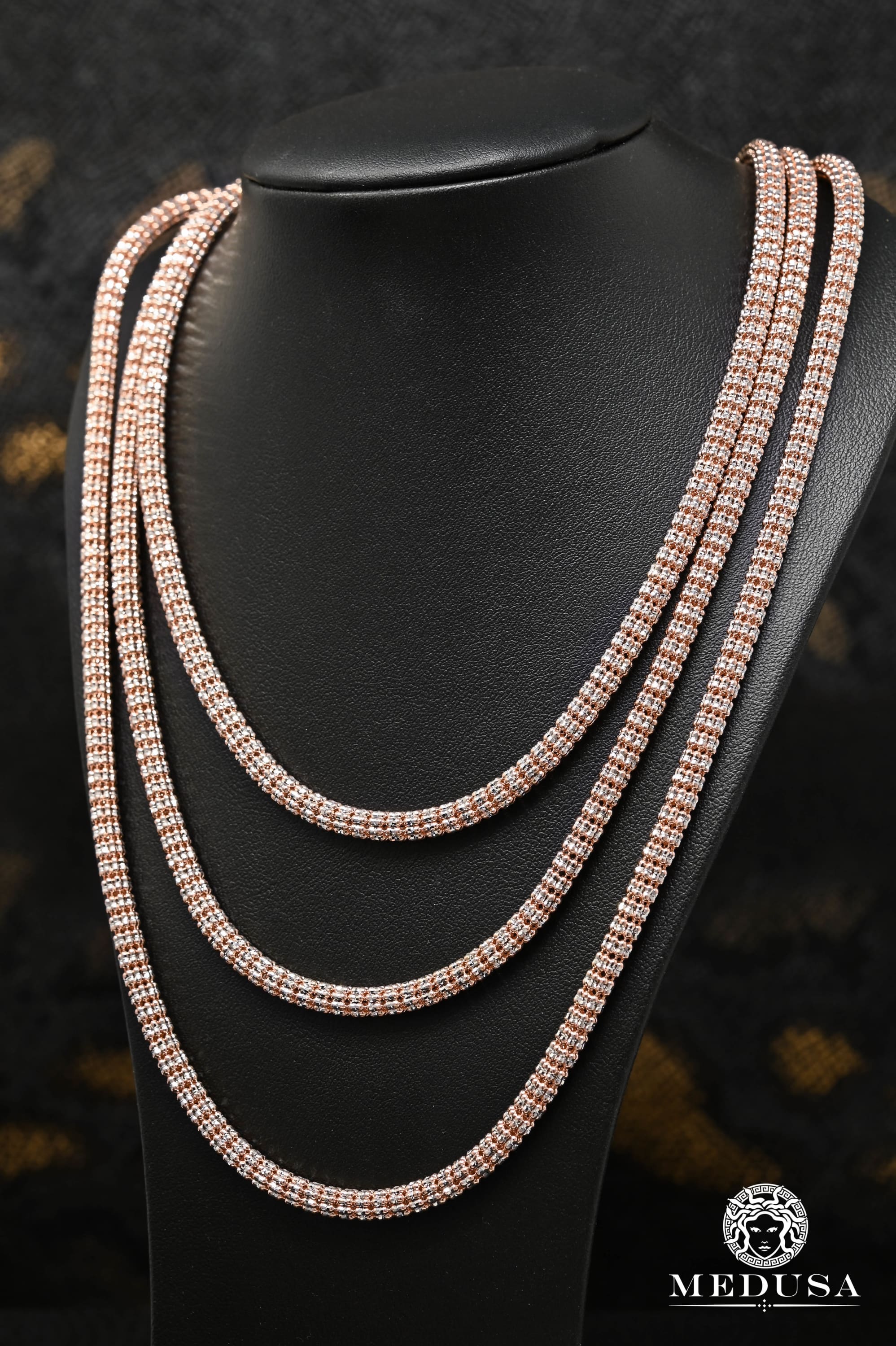 Chaîne en Or 10K | Chaîne 3.5mm Ice Chain Or Rose 2 Tons