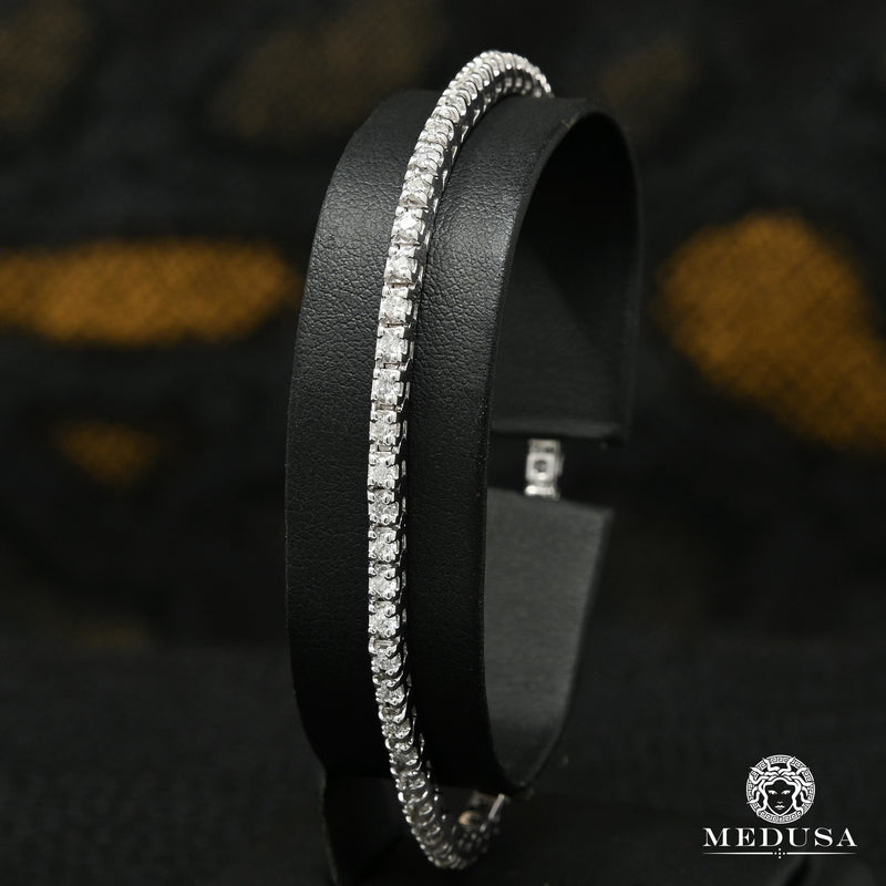 Bracelet à Diamants en Or 14K | Bracelet Homme 3mm Tennis Or Blanc - Diamant Or Blanc