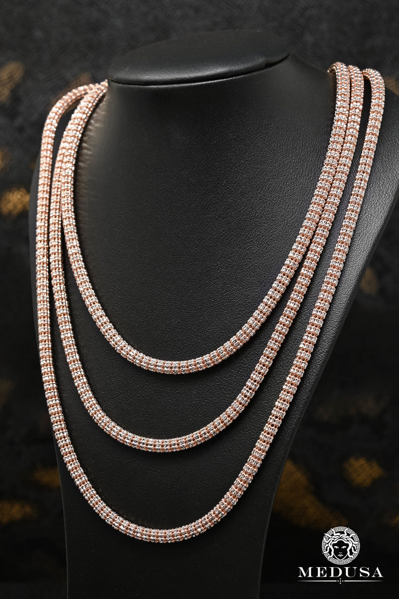 Chaîne en Or 10K | Chaîne 4.5mm Ice Chain Or Rose 2 Tons