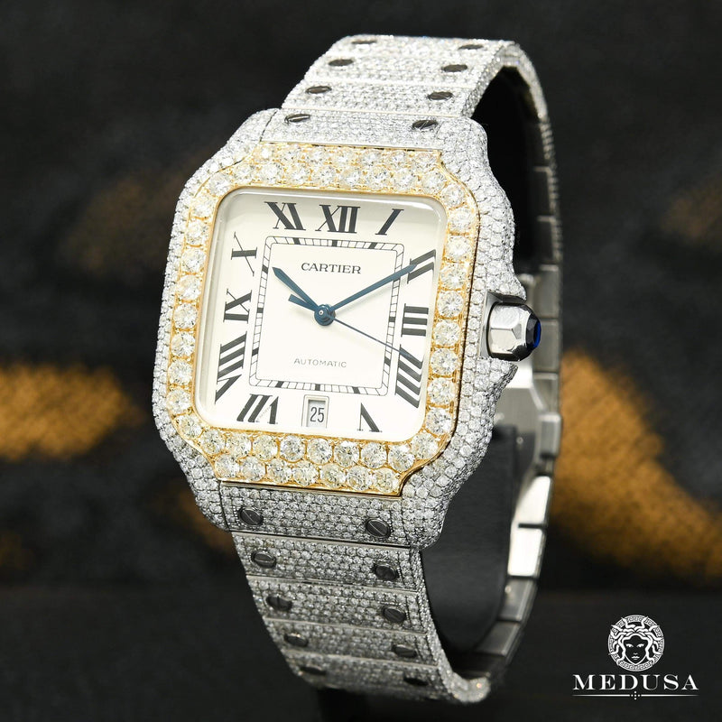 Montre Cartier | Montre Homme 40mm Cartier Santos 100 XL - Full Iced Or 2 Tons