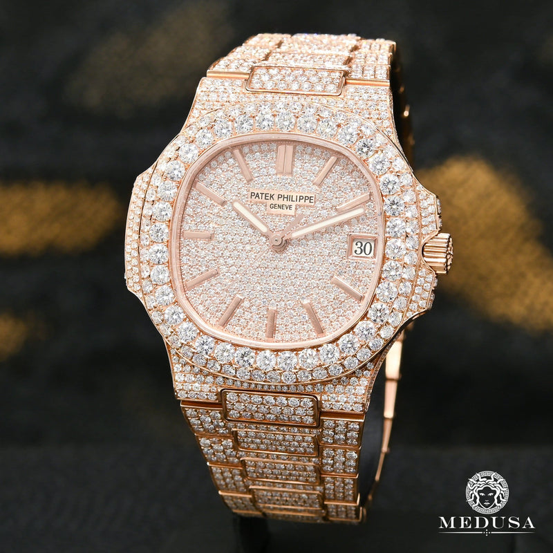 Montre Patek Philippe | Montre Homme 41mm Patek Philippe Nautilus - Full Iced Everose Or Rose