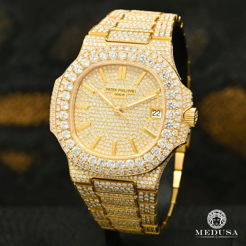 Montre Patek Philippe | Montre Homme 41mm Patek Philippe Nautilus - Full Iced Or Jaune