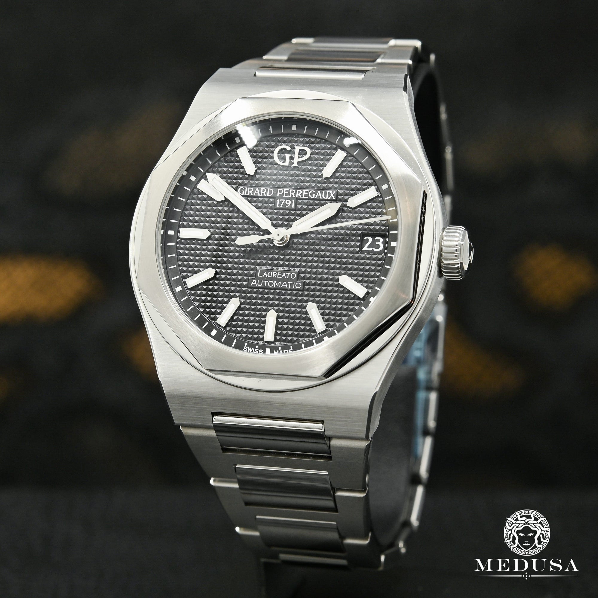 Montre Girard Perregaux | Montre Homme 42mm Girard Perregaux Laureato Black Stainless