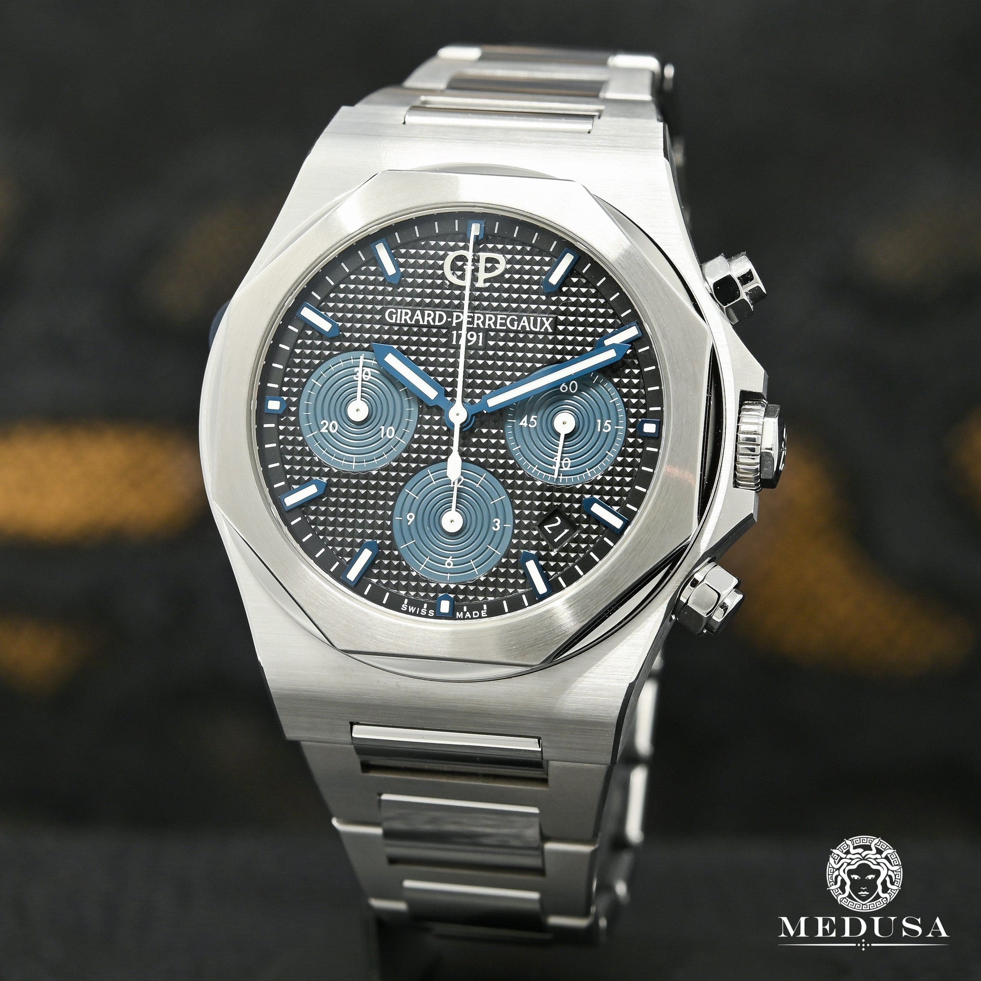 Montre Girard Perregaux | Montre Homme 42mm Girard Perregaux Laureato Chronograph Blue Stainless