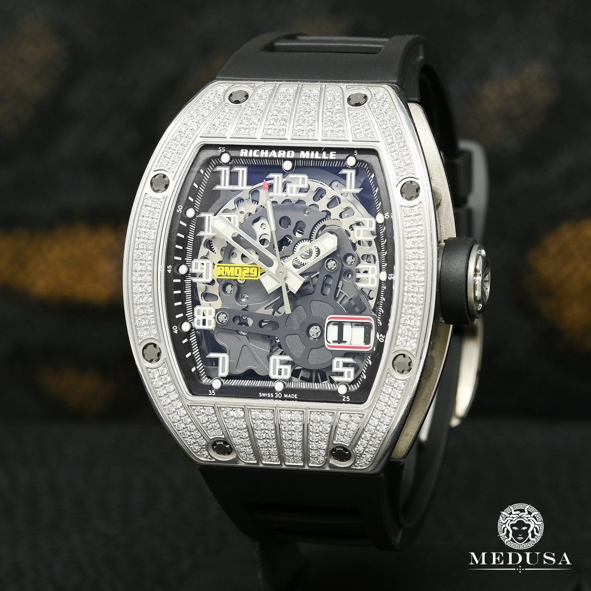 Montre Richard Mille | Montre Homme 48mm Richard Mille White Gold Factory Diamond - RM029 Or Blanc