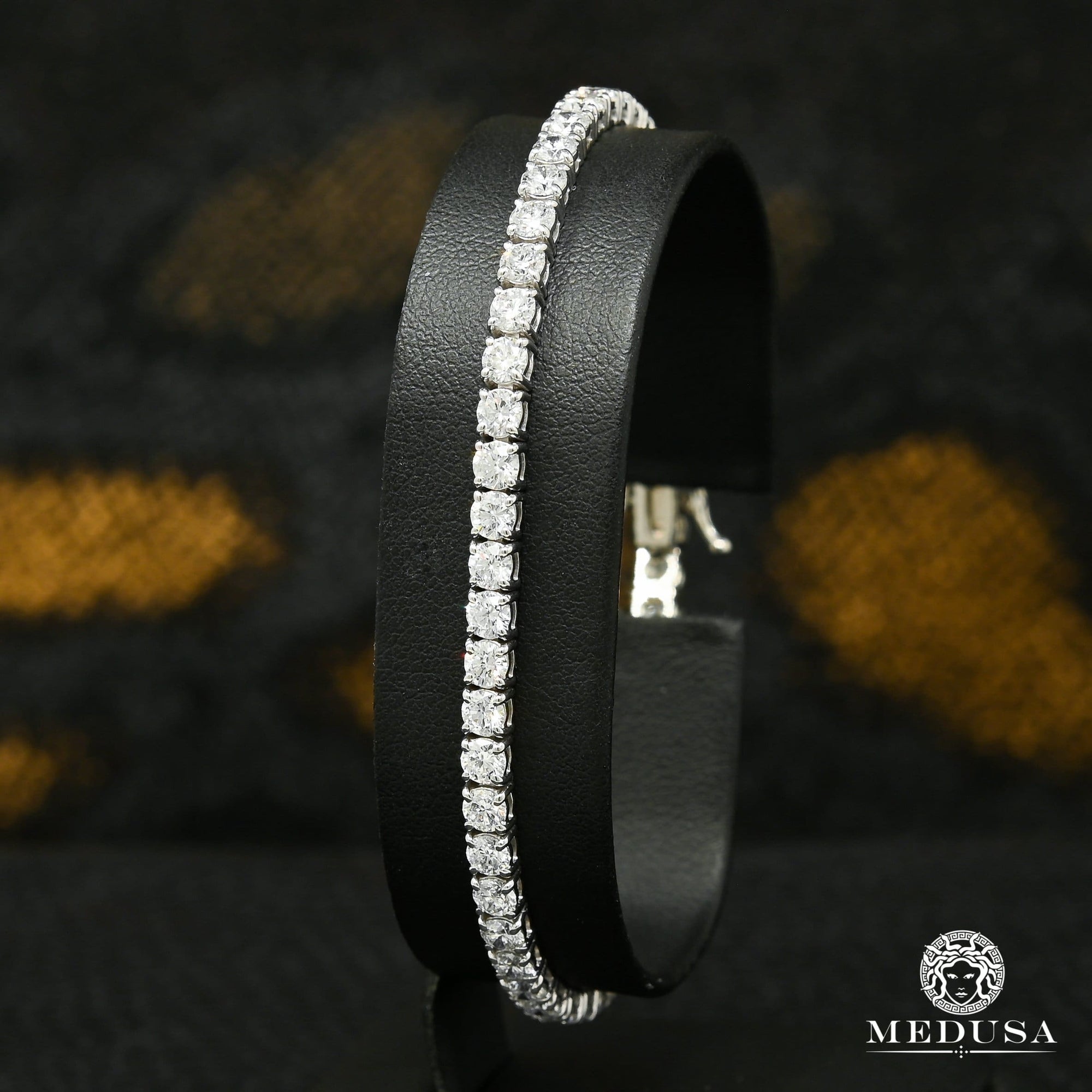 Bracelet à Diamants en Or 14K | Bracelet Homme 4mm Tennis Or Blanc - 15PT Diamant Or Blanc