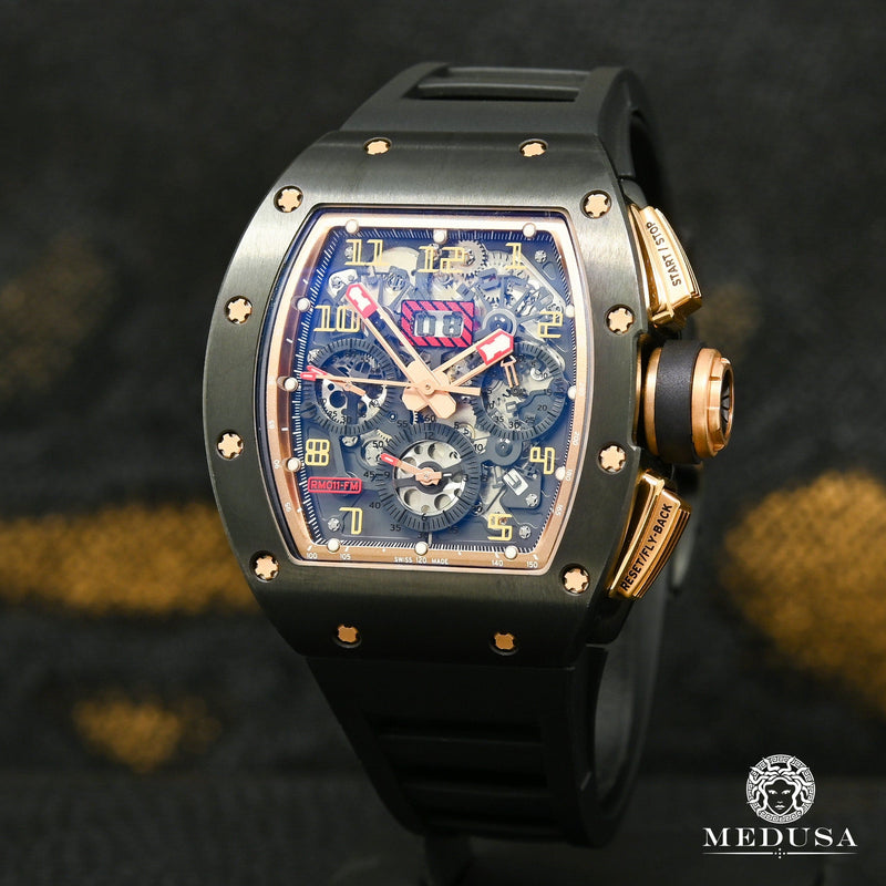 Montre Richard Mille | Montre Homme 50mm Richard Mille ’’Black Kit’’ Rose Gold | RM11-FM Or Rose