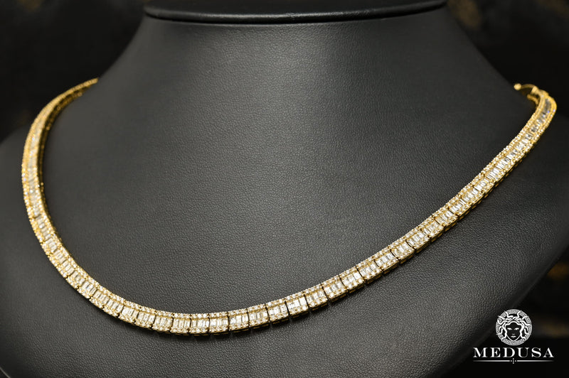 Chaîne à Diamants en Or 10K | Chaîne 6.5mm Square Tennis Emerald Cut 22’’ / Or Jaune