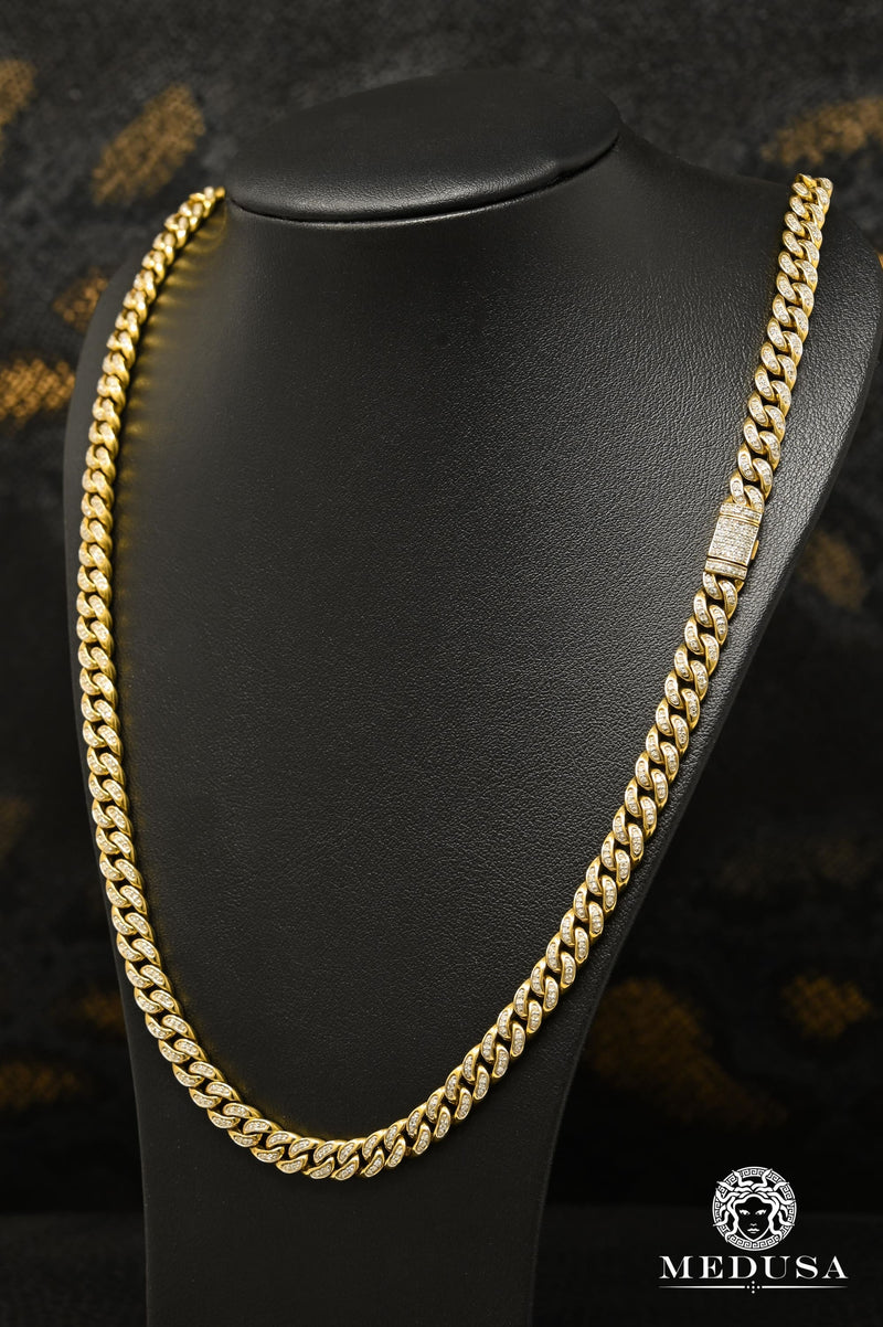 Chaîne à Diamants en Or 10K | Chaîne 7mm Cuban Link Diamant 24’’ / Or Jaune