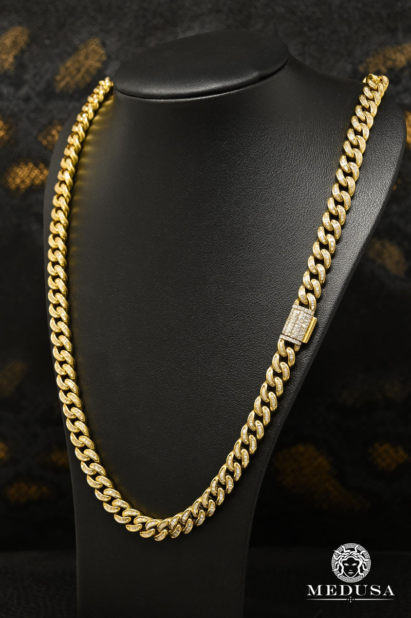 Chaîne à Diamants en Or 10K | Chaîne 8mm Cuban Link Baguette 22’’ / Or Jaune