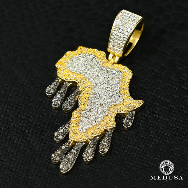 Pendentif à Diamants en Or 10K | Pendentif Divers Africa D2 - Diamant Or 2 Tons