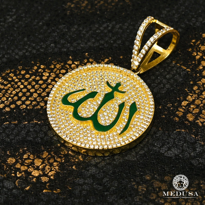 Pendentif en Or 10K | Pendentif Divers Allah X2 Or Jaune