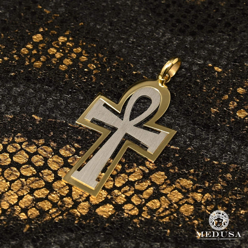 Pendentif en Or 10K | Pendentif Croix Ankh X7 Or Jaune