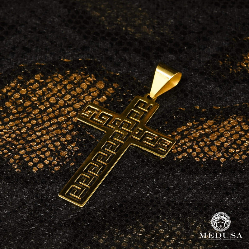 Pendentif en Or 10K | Pendentif Croix Apollon X3 40mm / Or Jaune