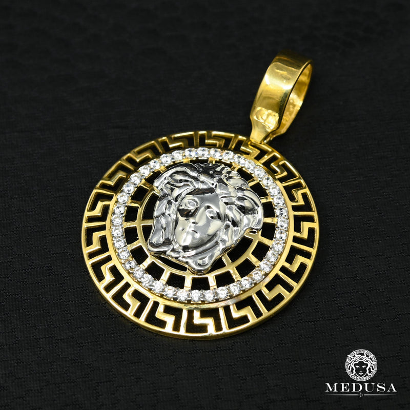 Pendentif en Or 10K | Médaillon Athéna F13 Or 2 Tons