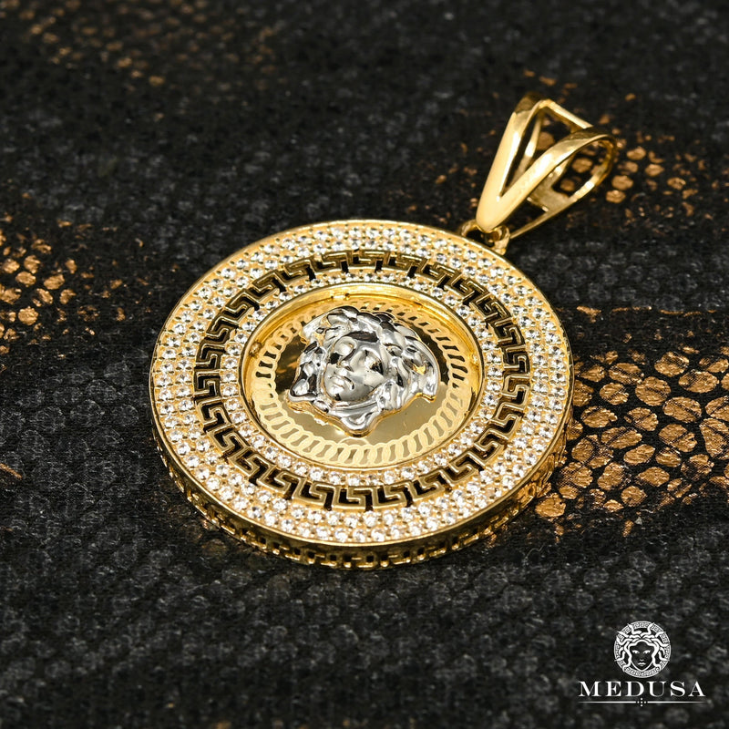 Pendentif en Or 10K | Médaillon Athéna F16 33mm / Or 2 Tons