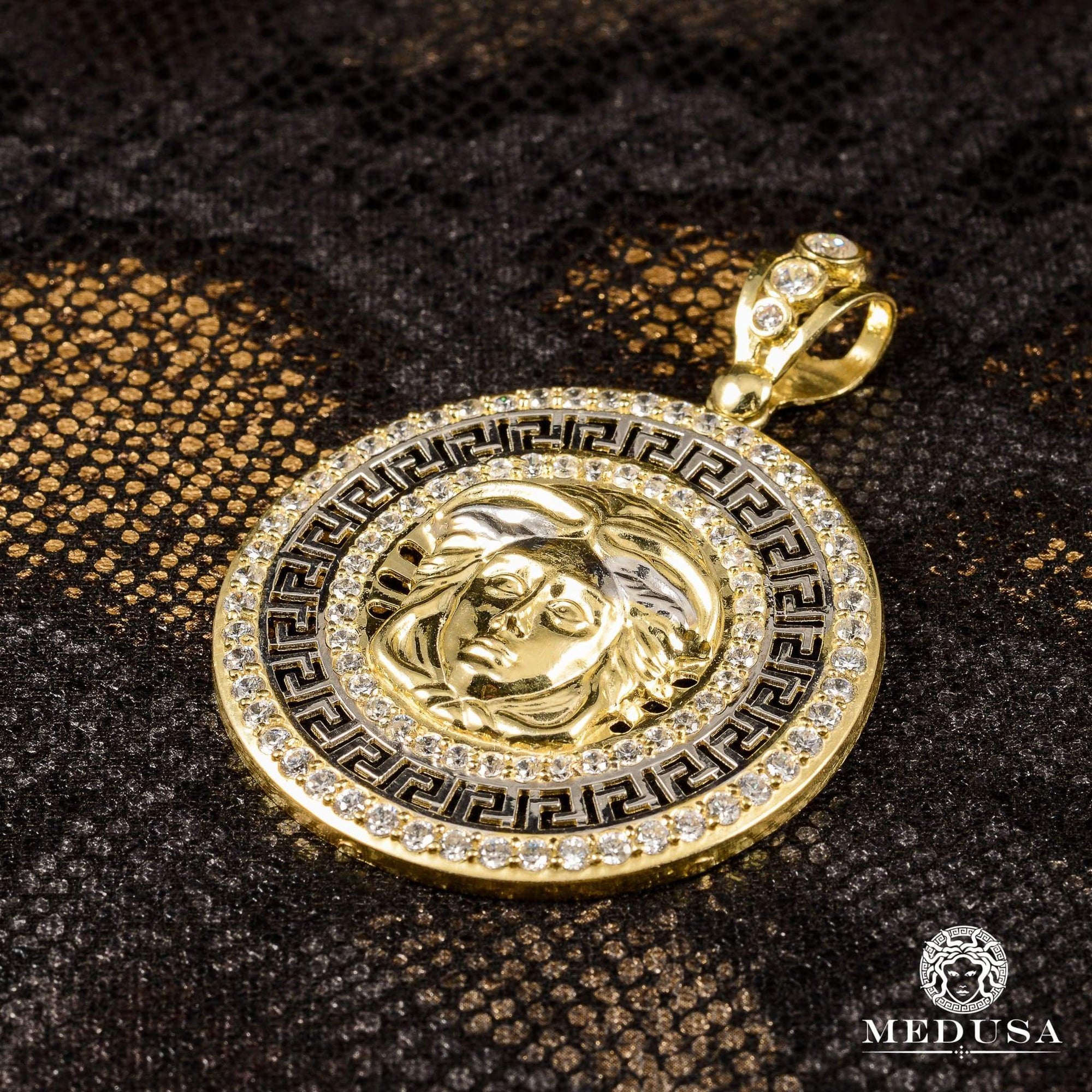 Pendentif en Or 10K | Médaillon Athéna F3 45mm / Or 2 Tons