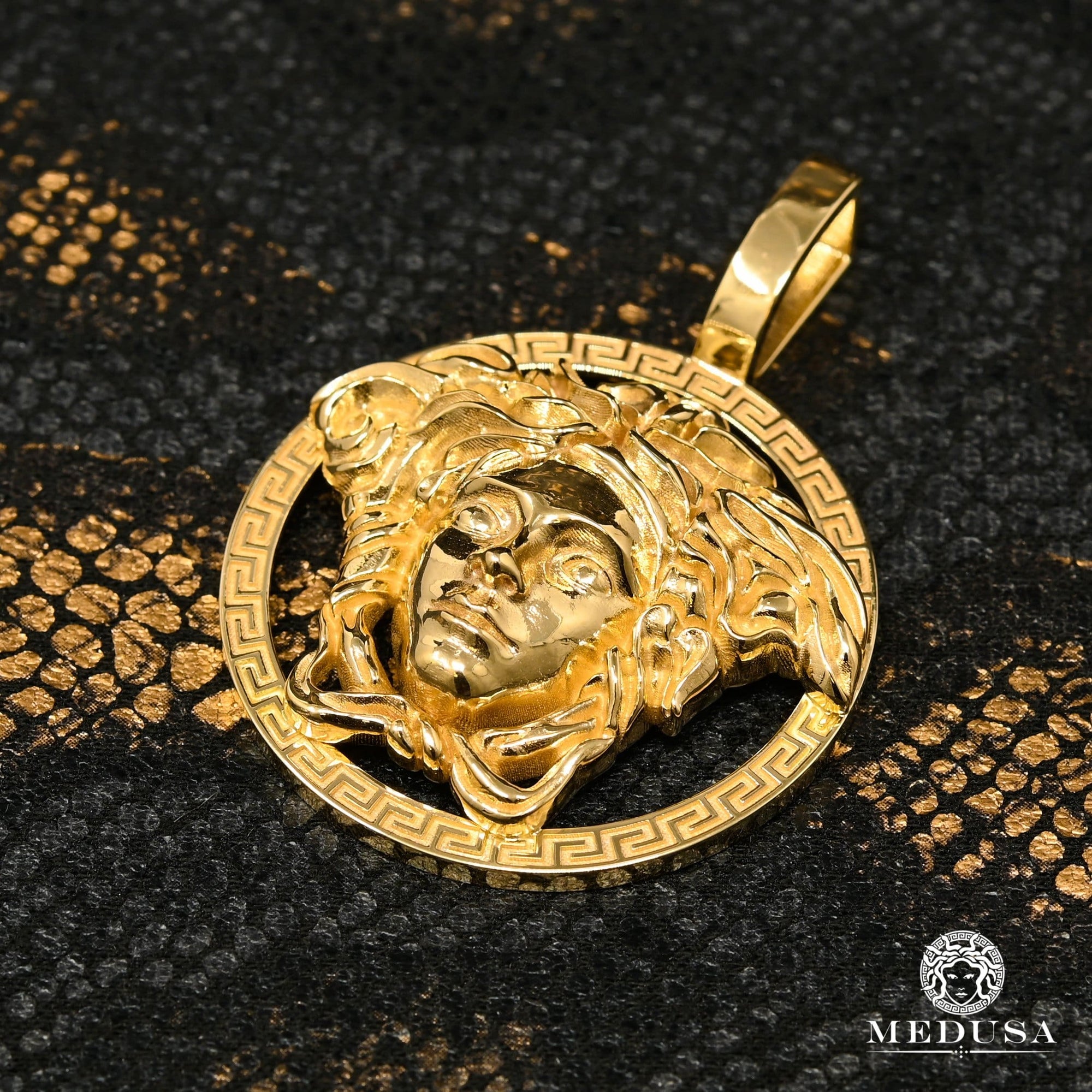 Pendentif en Or 10K | Médaillon Athéna X2 Or Jaune