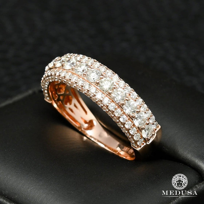 Bague à Diamants en Or 14K | Bague Homme Band D2 Or Rose - Diamant 1.75CT / Or Rose