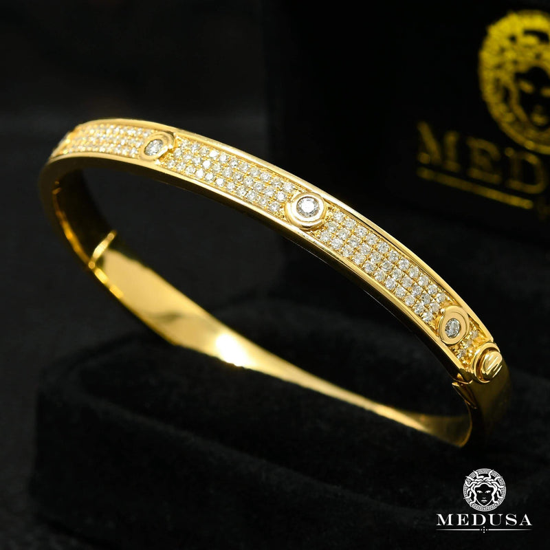 Bracelet à Diamants en Or 10K | Bracelet Homme Bangle D2 - Diamant Or Jaune