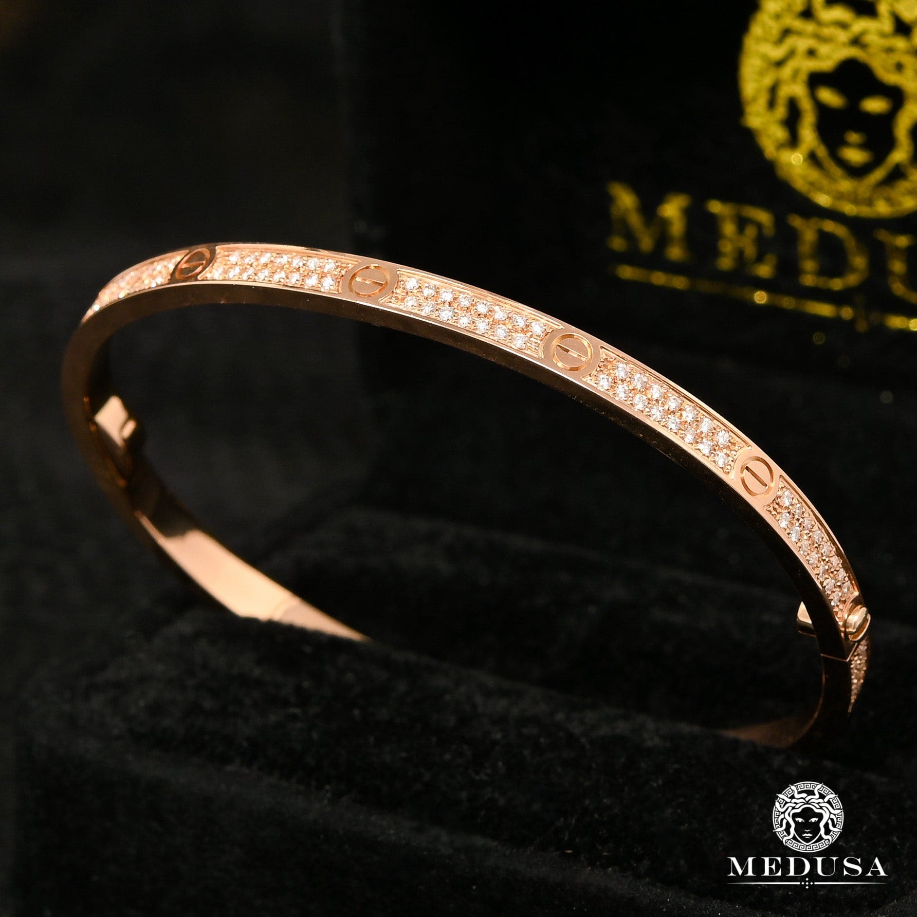 Bracelet Rigide en Or 18K | Bracelet Femme Bangle D6 - Diamant Or Rose